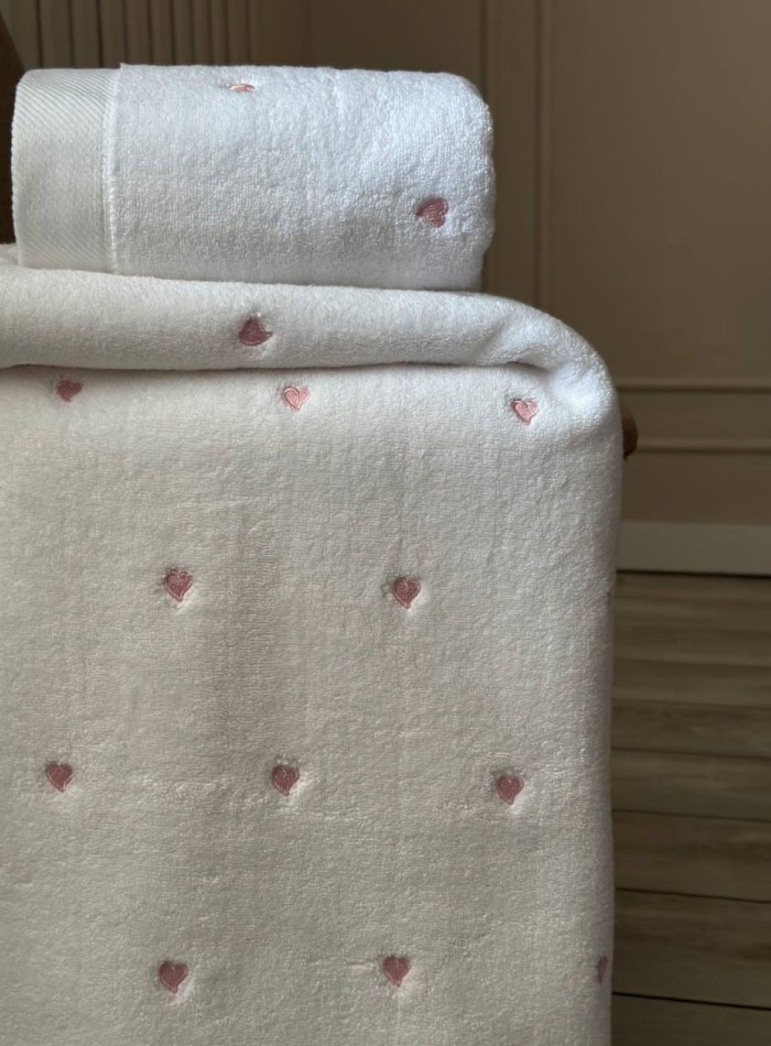 Махровий рушник для обличчя Cestepe Kalpli Nakisli white-pink 50х90 Туреччина - Зображення 2