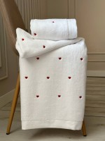 Махровий рушник для обличчя Cestepe Kalpli Nakisli white-red 50х90 Туреччина