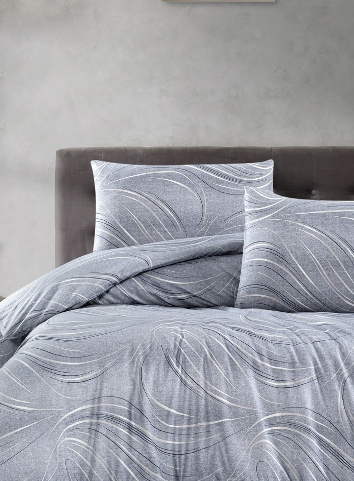 Постільна білизна Homesko Ranforce Donis grey евро 200х220 - Зображення 2