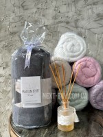 Простирадло махрове на резинці 180х200+28см Maison D'or Terry Fitted sheet antracite з наволочками - Зображення 2
