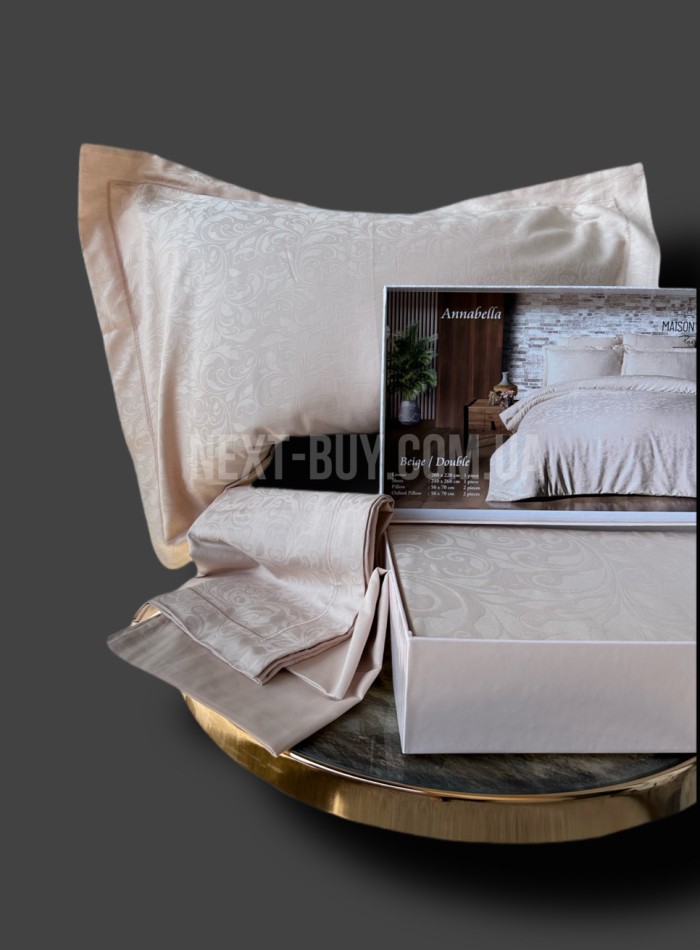 Постільна білизна Maison D'or Annabella beige 200x220см сатин жакард - Зображення 4