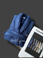 Мужской махровый халат Maison D`or Paris Valentin с вышивкой синий — изображение 3