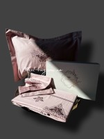 Постельное белье Diamond Serene pudra сатин с вышивкой евро 200х220