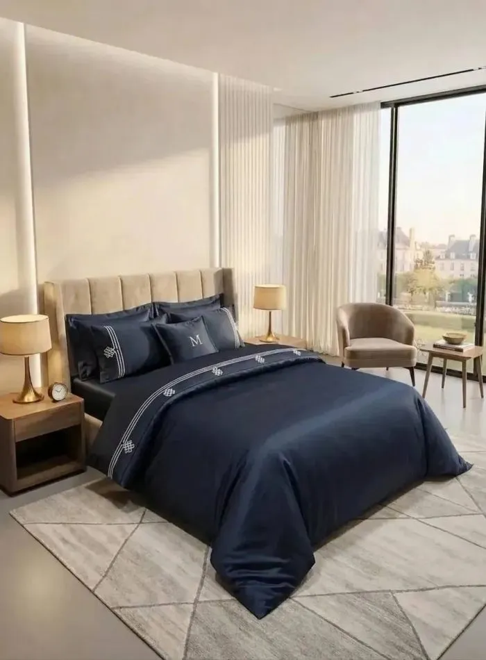 Постельное белье Maison D'or Maison Deluxe antracite-grey 200x220см сатин с вышивкой — изображение 2