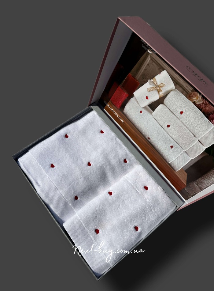 Набір рушників Cestepe Love red micro cotton - Зображення 2