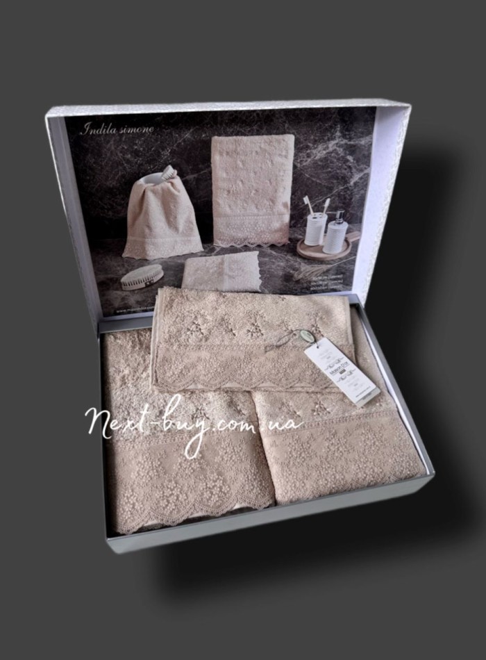 Набор бамбуковых полотенец Maison D'or Indila Simone beige — изображение 2