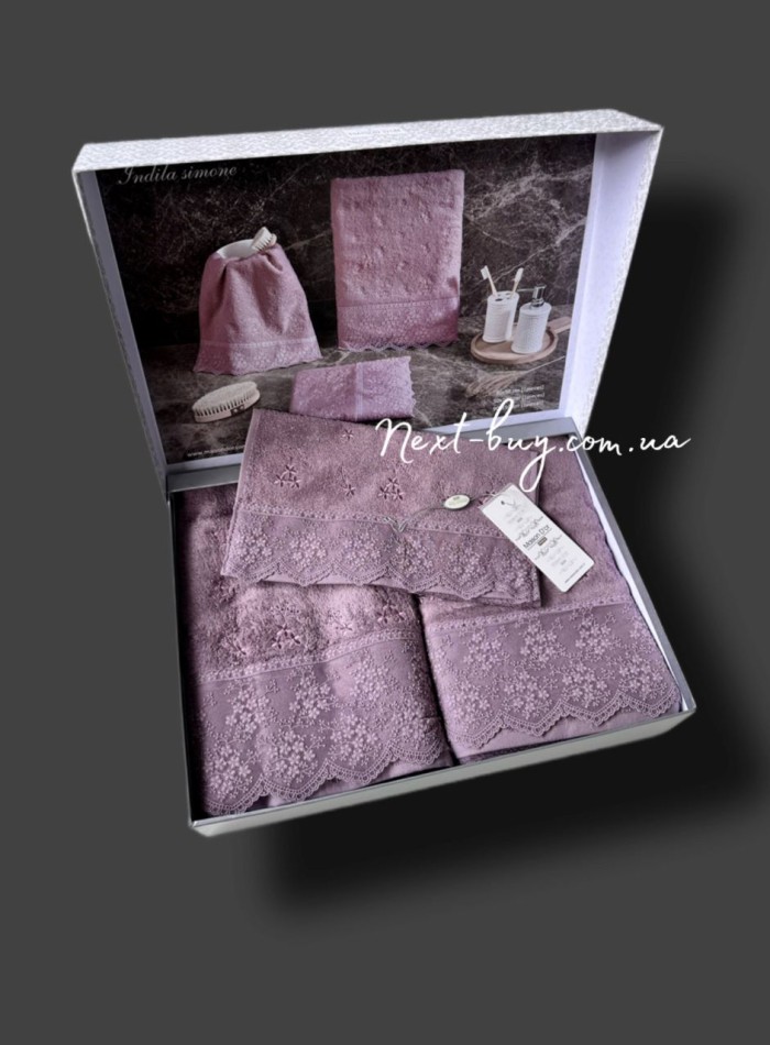 Набір бамбукових рушників Maison D'or Indila Simone lilac - Зображення 3