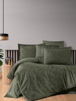 First choice Nichol Dark green постільна білизна сатин-жакард євро 200х220