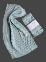 Набор хлопковых, плетенных полотенец Luppura blue для бани и лица 70х140 и 50х90