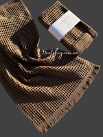 Набор хлопковых, плетенных полотенец Luppura brown для бани и лица 70х140 и 50х90 — изображение 3