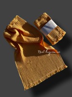 Набор хлопковых, плетенных полотенец Luppura yellow для бани и лица 70х140 и 50х90