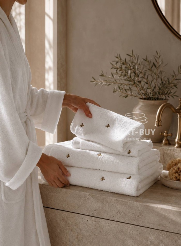 Набір махрових рушників Maison D'or Reve de Papillon white-brown 3шт. бавовна - Зображення 2