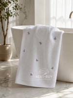 Махровий рушник банний Maison Dor Soft Butterflies white-dark lilac 85х150 бавовна