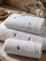 Махровий рушник банний Maison Dor Soft Butterflies white-dark lilac 85х150 бавовна - Зображення 3