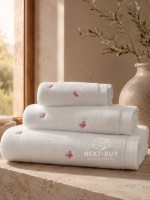 Набор махровых полотенец Maison D'or Reve de Papillon white-pink 3шт. хлопок — изображение 4