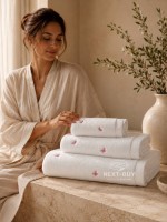 Набор махровых полотенец Maison D'or Reve de Papillon white-pink 3шт. хлопок — изображение 5