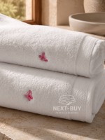 Набор махровых полотенец Maison D'or Reve de Papillon white-pink 3шт. хлопок — изображение 6