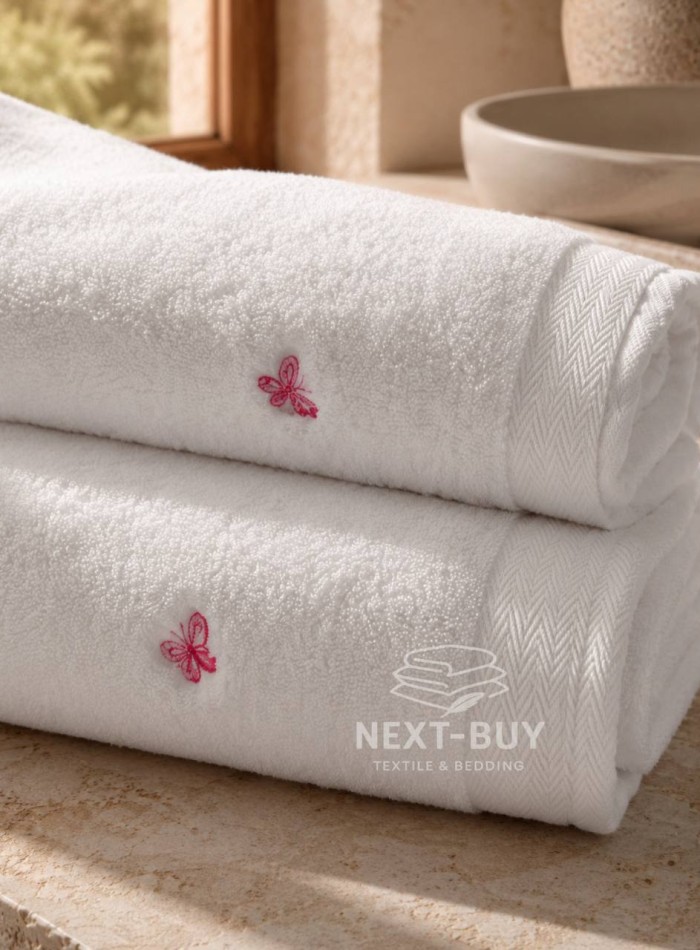 Набор махровых полотенец Maison D'or Reve de Papillon white-pink 3шт. хлопок — изображение 6
