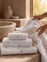 Набор махровых полотенец Maison D'or Reve de Papillon white-pink 3шт. хлопок