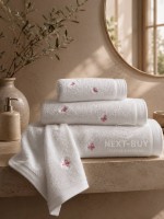 Набор махровых полотенец Maison D'or Reve de Papillon white-pink 3шт. хлопок — изображение 7