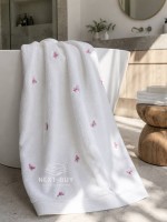 Махровое полотенце для лица Maison Dor Soft Butterflies white-pink 50х100 хлопок