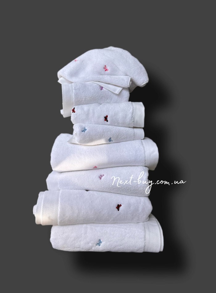 Mахровий рушник для обличчя Maison Dor Soft Butterflies white-red 50х100 хлопок - Зображення 3