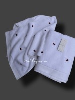Махровий рушник банний Maison Dor Soft Butterflies white-red 85х150 бавовна