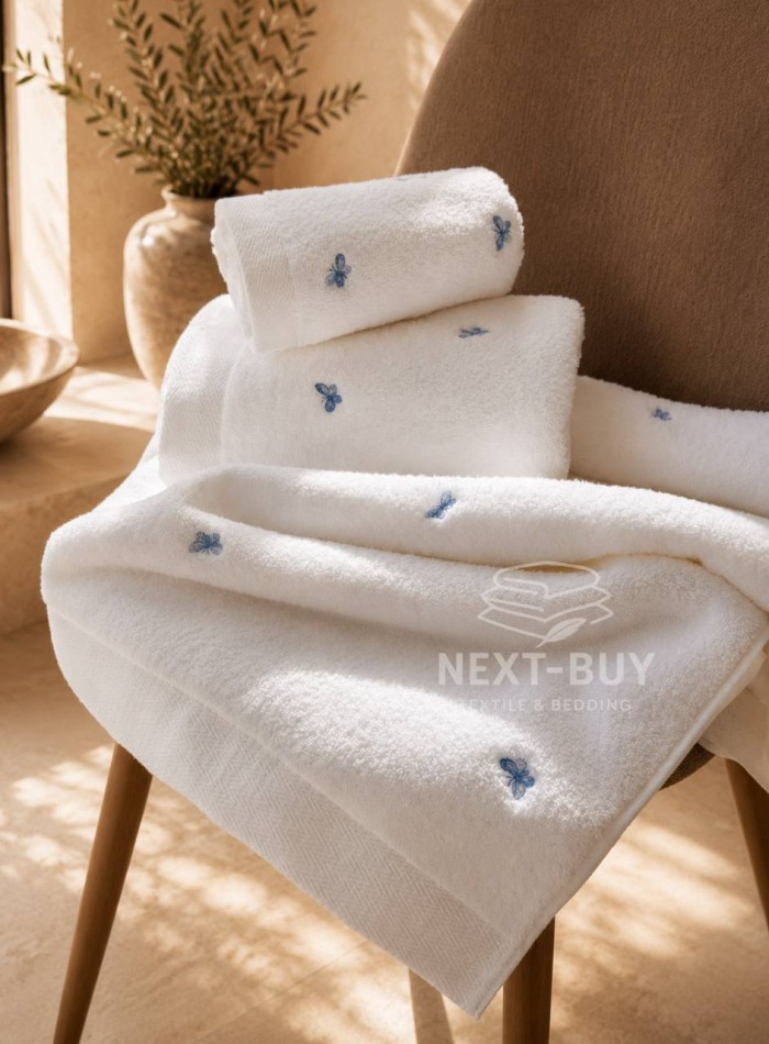 Набір махрових рушників Maison D'or Reve de Papillon white-blue 3шт. бавовна - Зображення 2