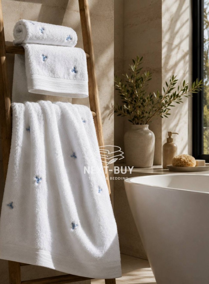Набір махрових рушників Maison D'or Reve de Papillon white-blue 3шт. бавовна - Зображення 6