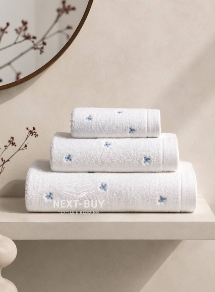 Mахровий рушник для обличчя Maison Dor Soft Butterflies white-blue 50х100 хлопок - Зображення 2
