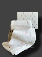 Набір махрових рушників Maison D'or Soft Hearts white-red 50х100см 2шт.