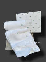 Набір махрових рушників Maison D'or Soft Hearts white-turquoise 50х100см 2шт.