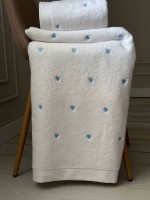 Махровий рушник для обличчя Cestepe Kalpli Nakisli white-blue 50х90 Туреччина