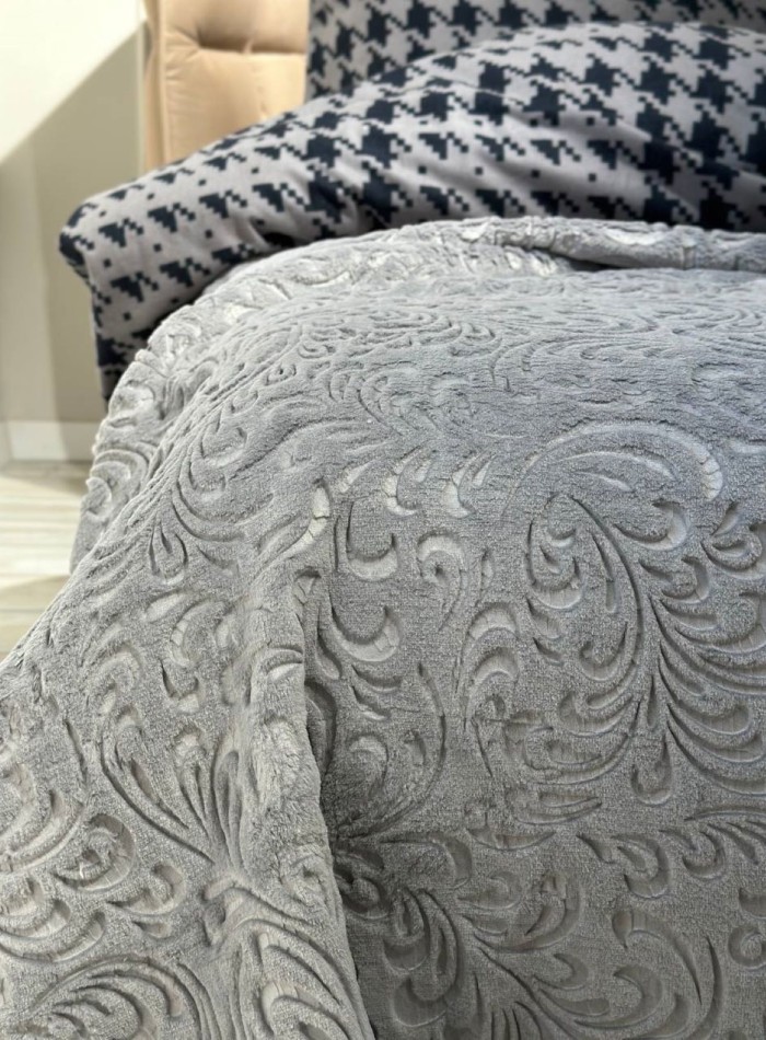 Покривало плюшеве Sarar grey 220х240 Туреччина - Зображення 6