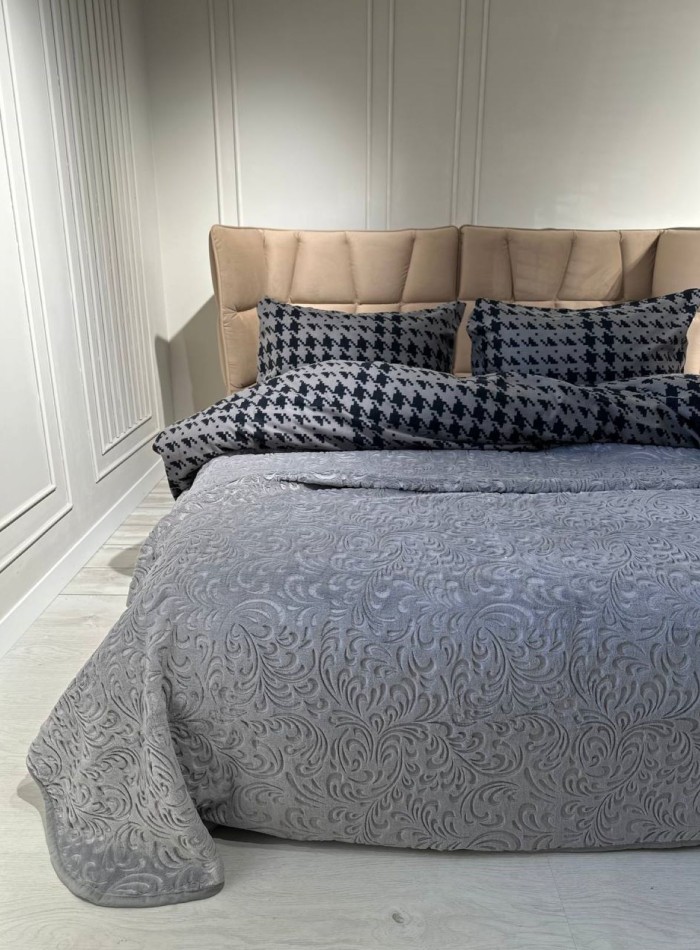 Покривало плюшеве Sarar grey 220х240 Туреччина - Зображення 2