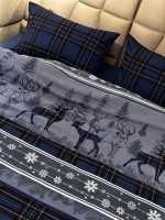 Постельное белье First Choice Flannel Happiness NavyBlue полуторный 160х220 — изображение 4