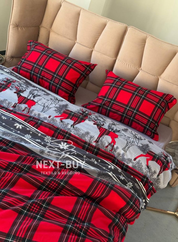 Постільна білизна First Choice Flannel Happiness Red полуторний 160х220 - Зображення 6