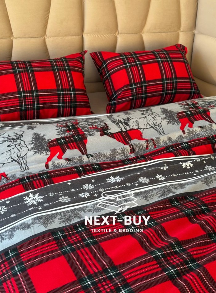 Постільна білизна First Choice Flannel Happiness Red полуторний 160х220 - Зображення 4