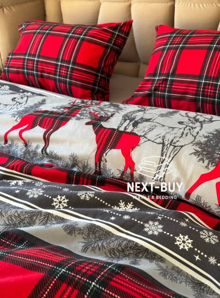 Постільна білизна First Choice Flannel Happiness Red полуторний 160х220 - Зображення 2