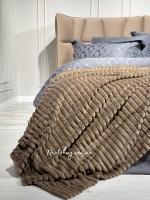 Теплий плюшевий плед Colorful шарпей коричневий полуторний 160х210