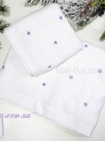 Maison D'or Soft Hearts махровий рушник банний 85х150 білий з бузковим - Зображення 4