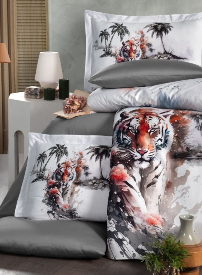 Постільна білизна First choice Tiger 3D Satin евро 200х220 - Зображення 2