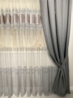 Тюль грек сітка Chic сірий з кофейним Туреччина