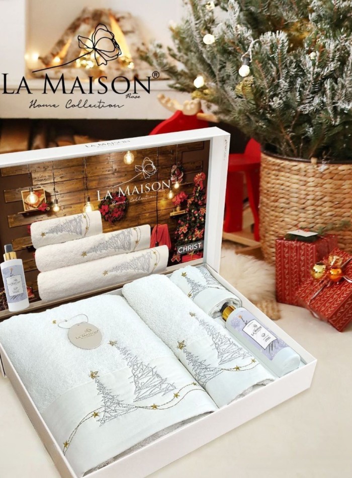 Новогодний набор махровых полотенец La Maison Christ 3шт. + ароматический спрей — изображение 7