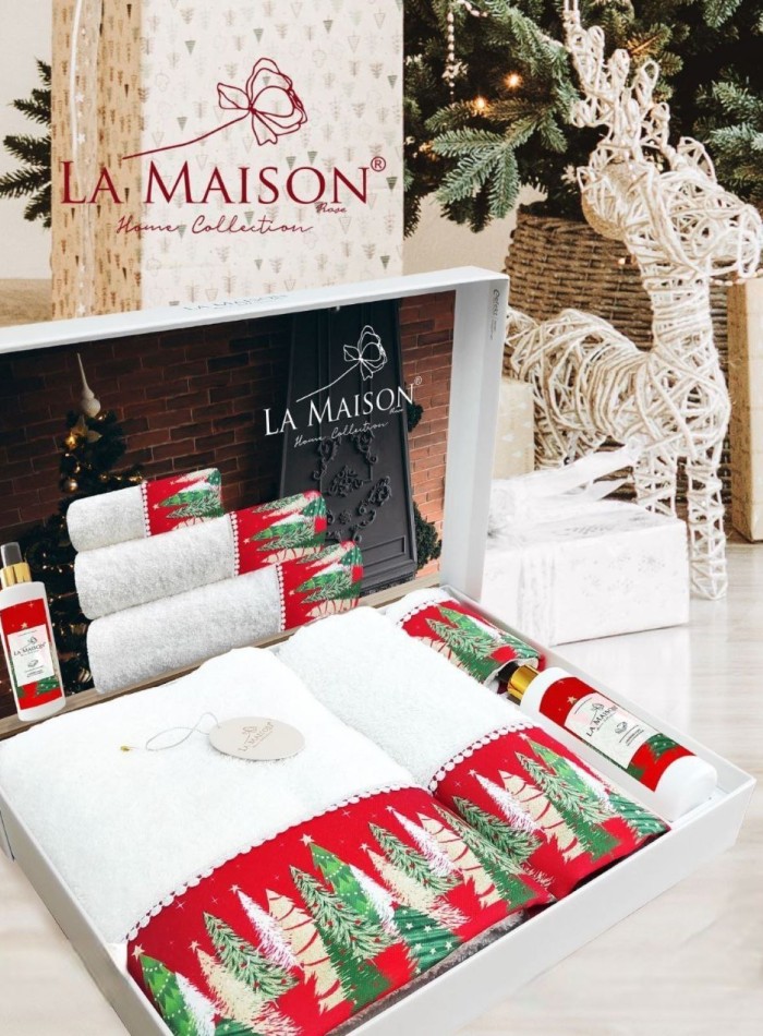 Новогодний набор махровых полотенец La Maison Clara 3шт. + ароматический спрей — изображение 6