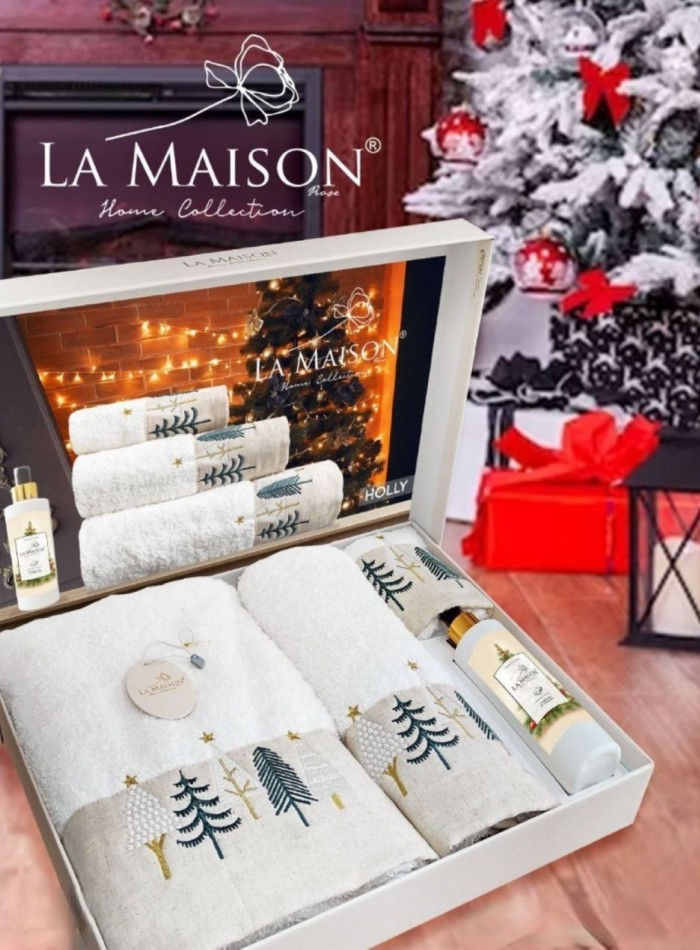 Новогодний набор махровых полотенец La Maison Holly 3шт. + ароматический спрей — изображение 6