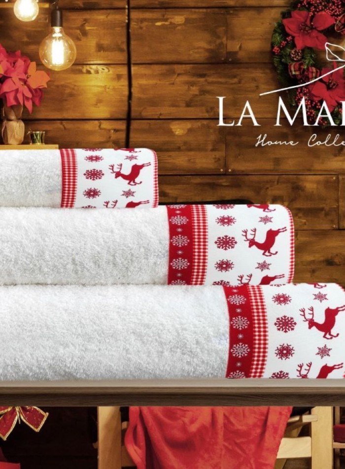 Новогодний набор махровых полотенец La Maison Joy 3шт. + ароматический спрей — изображение 7