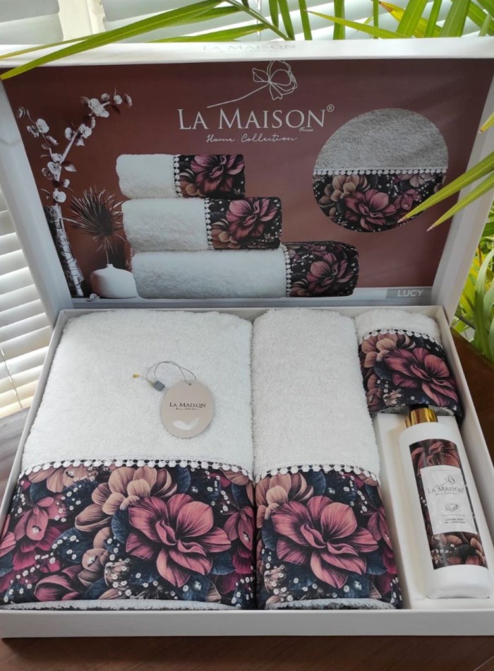Набор махровых полотенец La Maison Lucy 3шт. + ароматический спрей — изображение 2