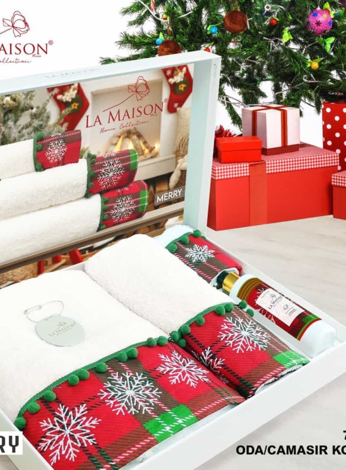 Новогодний набор махровых полотенец La Maison Merry 3шт. + ароматический спрей — изображение 7