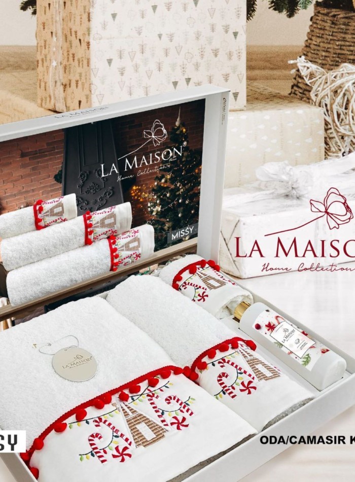 Новогодний набор махровых полотенец La Maison Missy 3шт. + ароматический спрей — изображение 8